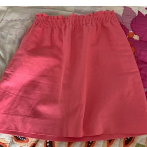 Coral Stretch Waist Linen Skirt with Pockets - Picture 2 of 2